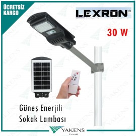 Lexron 30 Watt Güneş Enerjili Sokak Lambası   
